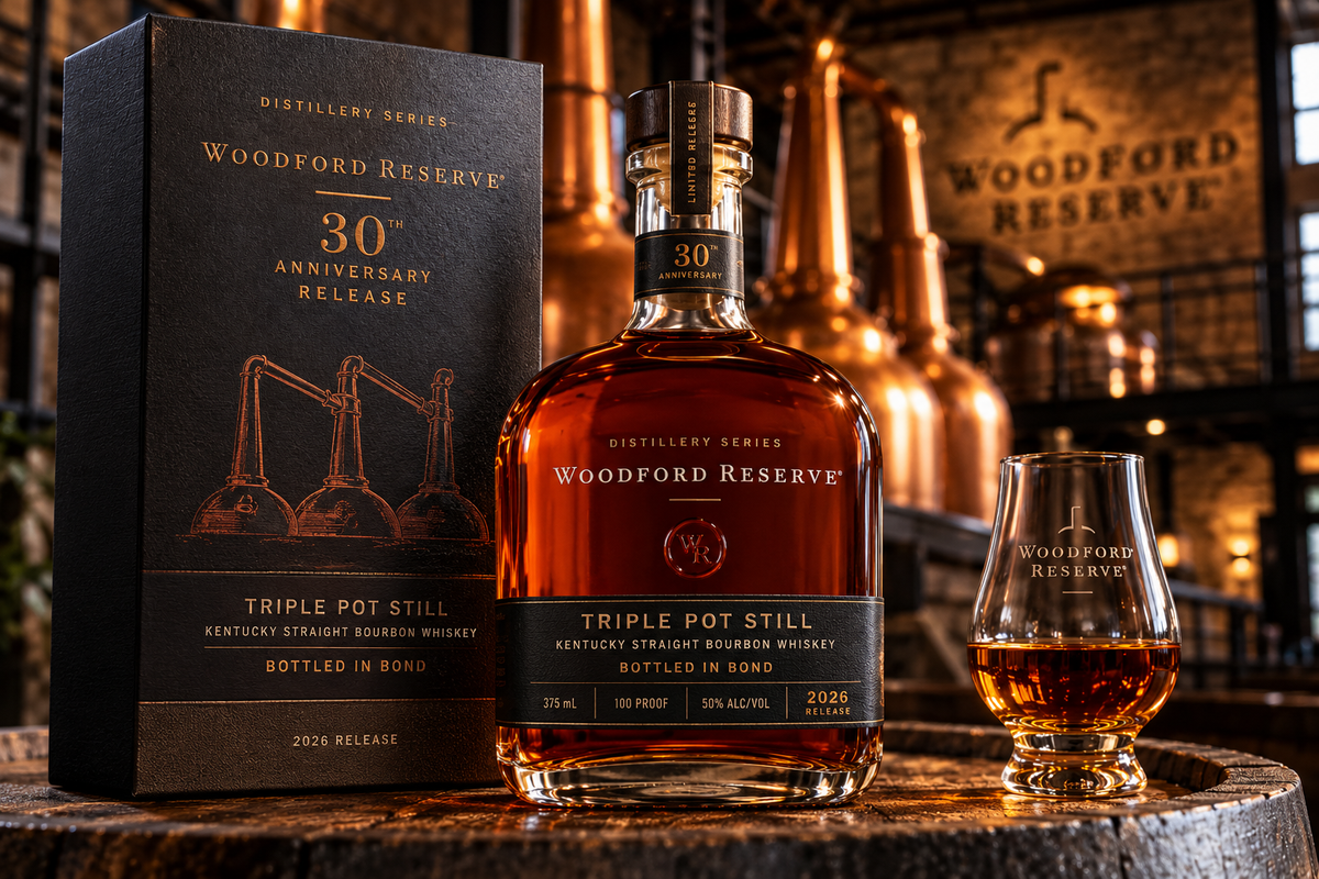 Woodford Reserve 30th Anniversary Bourbon: Triple Pot Still Bottled in Bond